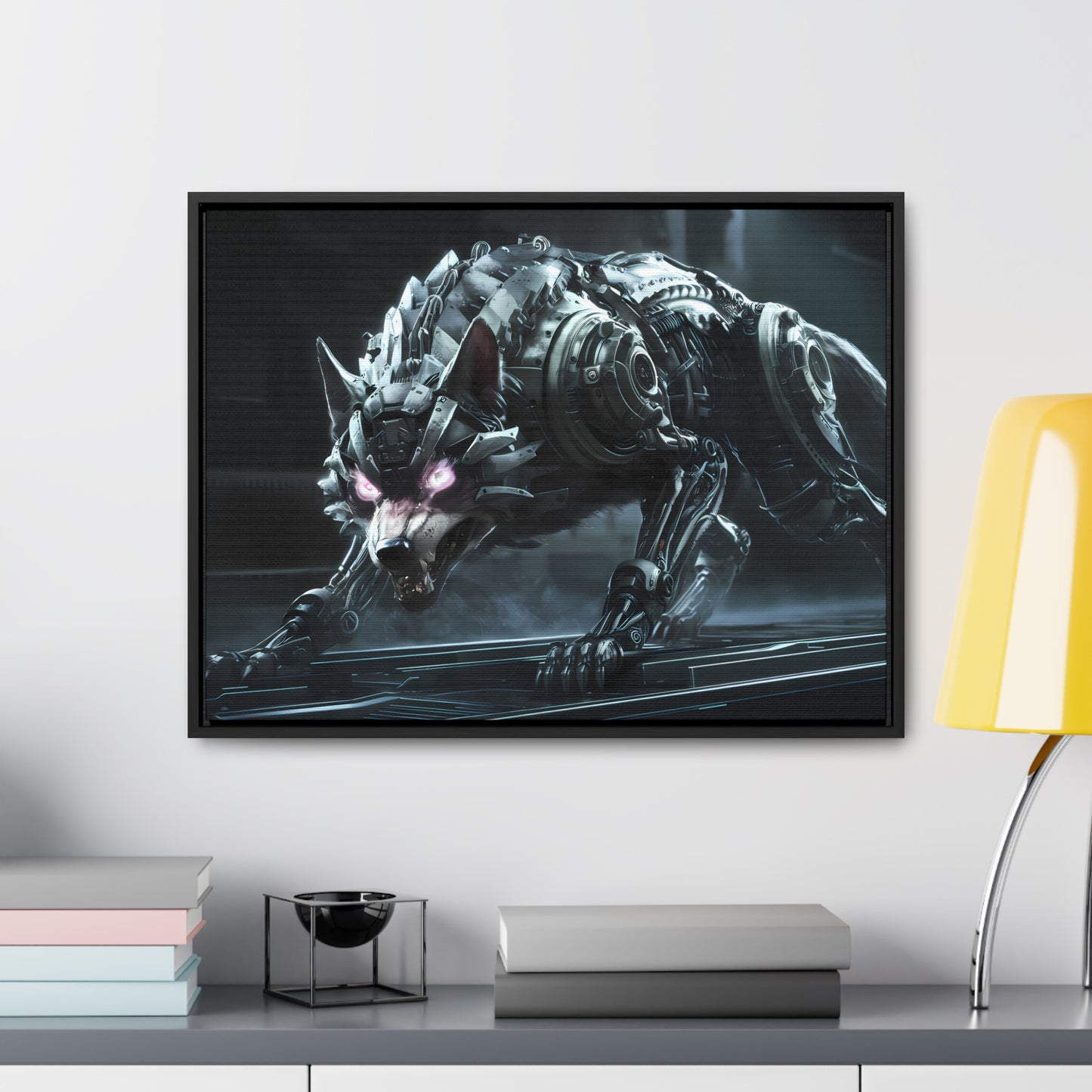 Cybernetic Alpha Wolf - Gallery Canvas Wraps, Horizontal Frame