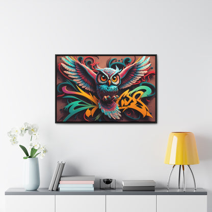 Vibrant Owl Symphony - Gallery Canvas Wraps, Horizontal Frame