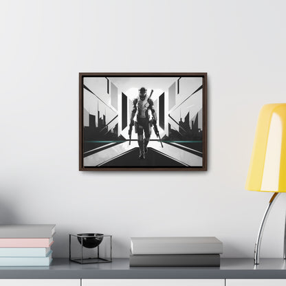 Sentinel of the Neon Metropolis - Gallery Canvas Wraps, Horizontal Frame