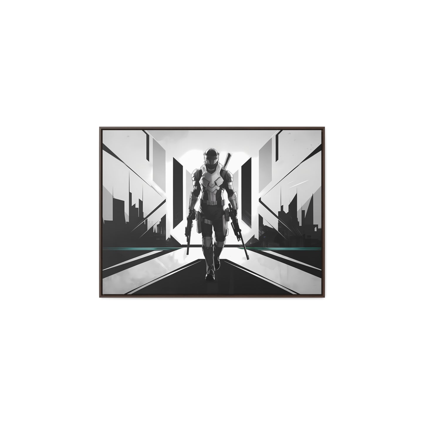 Sentinel of the Neon Metropolis - Gallery Canvas Wraps, Horizontal Frame