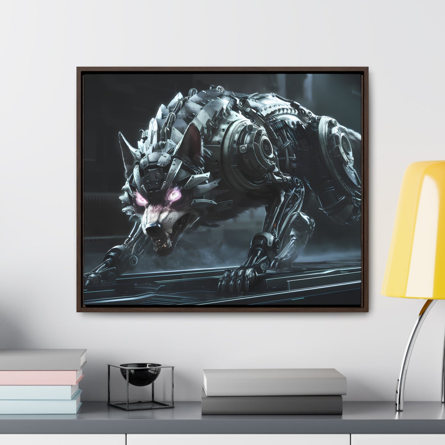 Cybernetic Alpha Wolf - Gallery Canvas Wraps, Horizontal Frame