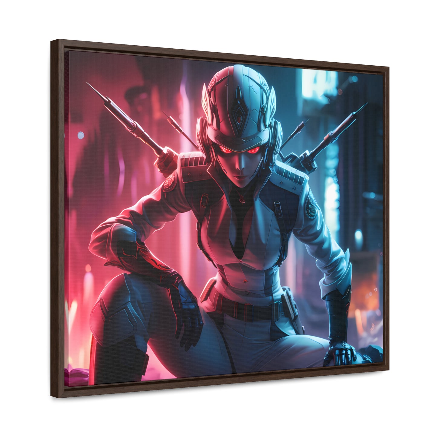 Cybernetic Valkyrie: Neon Enforcer - Gallery Canvas Wraps, Horizontal Frame