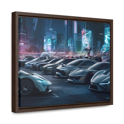 "Midnight Car Meet in Neon City" - Gallery Canvas Wraps, Horizontal Frame