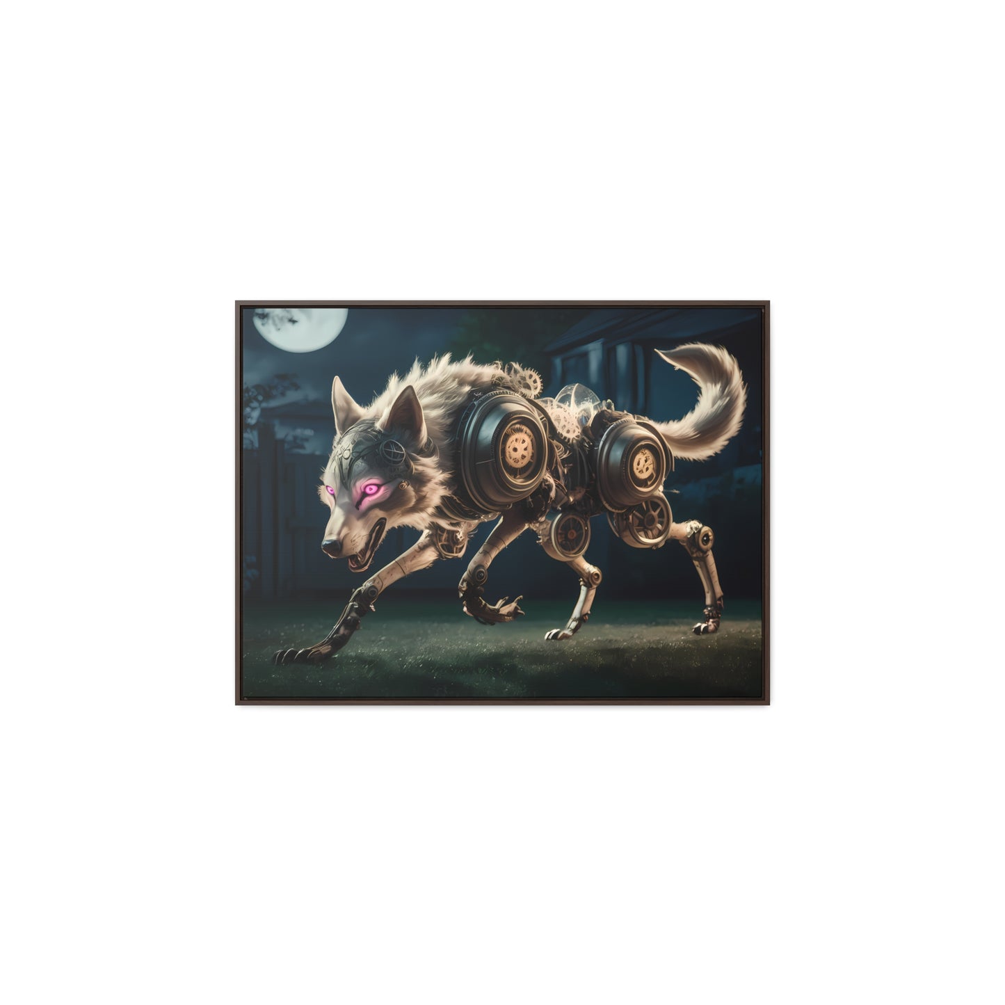 Cyberwolf Under the Moon - Gallery Canvas Wraps, Horizontal Frame