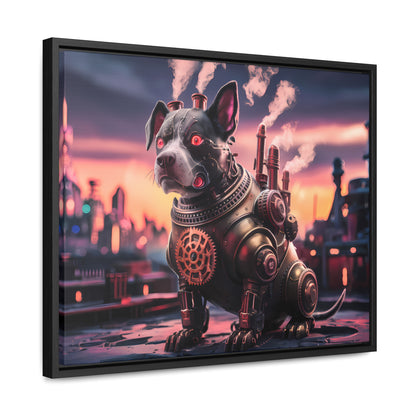 Cyber Canine: Steampunk Sentinel - Gallery Canvas Wraps, Horizontal Frame