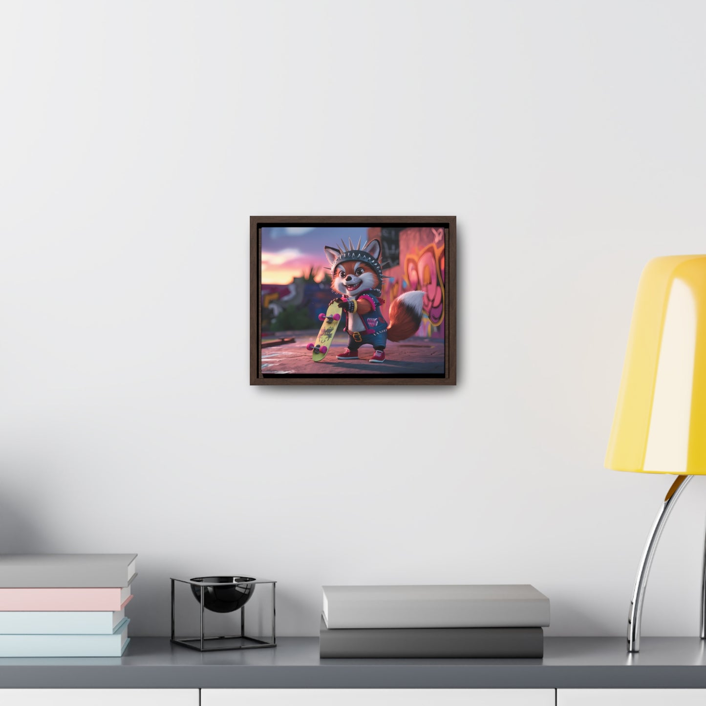 "Punk Skater Fox at Sunset" - Gallery Canvas Wraps, Horizontal Frame