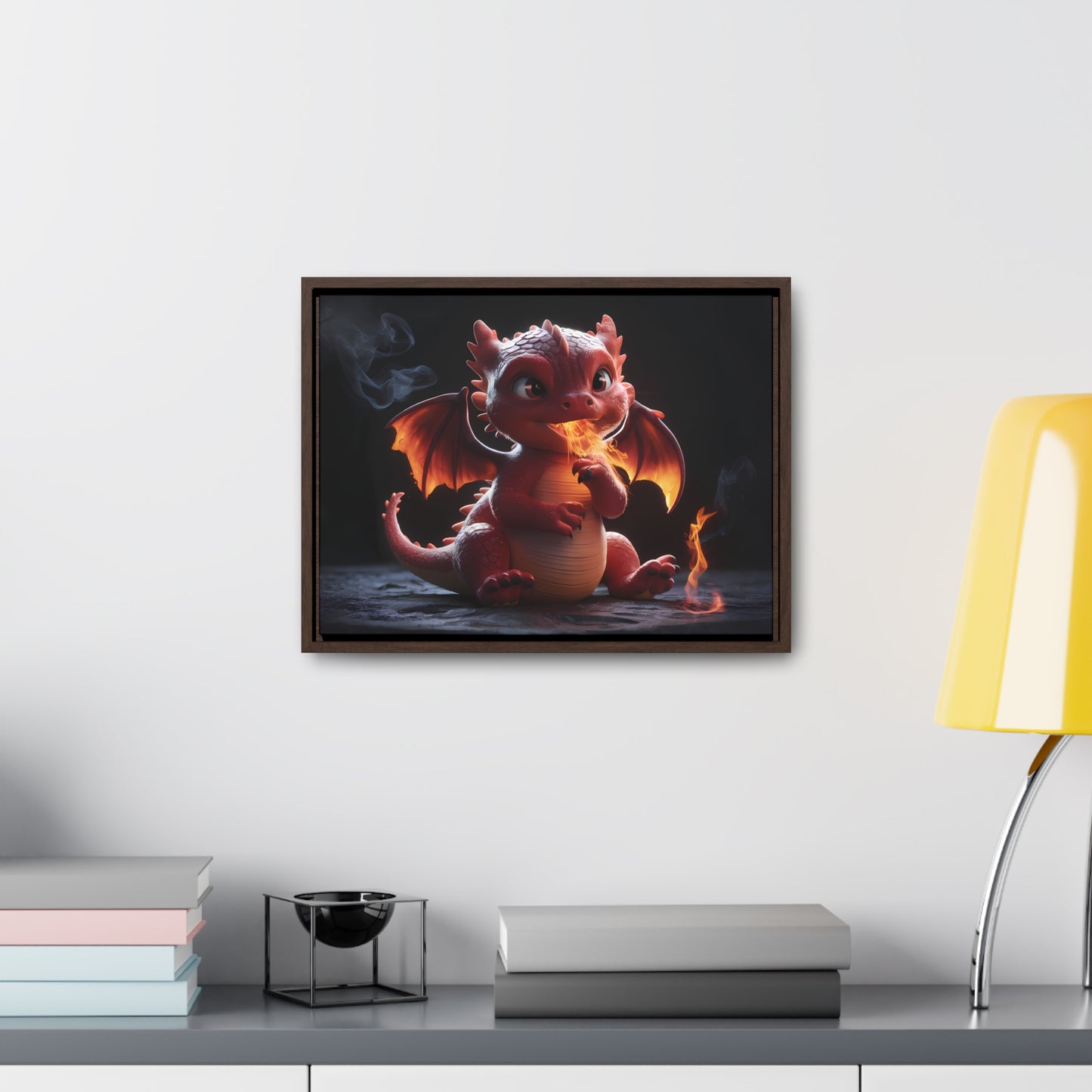 "Baby Dragon's First Flame" - Gallery Canvas Wraps, Horizontal Frame