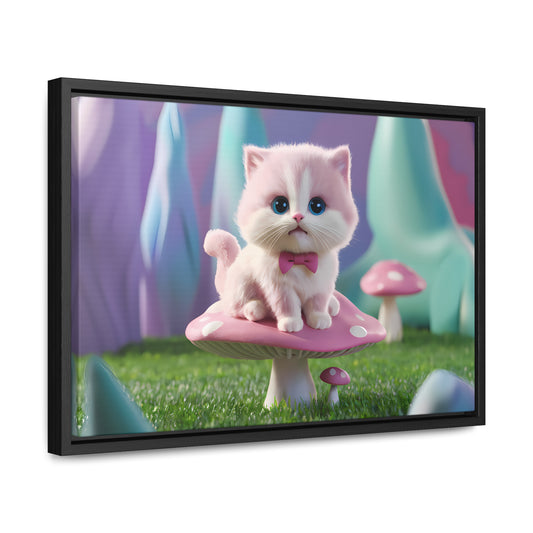 Whimsical Kitten on a Mushroom Throne - Gallery Canvas Wraps, Horizontal Frame