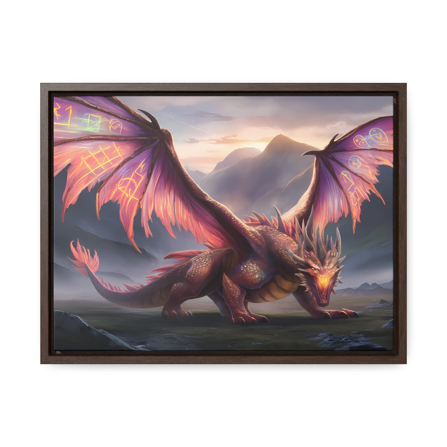 "The Arcane Guardian of the Crimson Peaks" - Gallery Canvas Wraps, Horizontal Frame