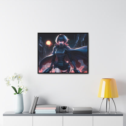 "Nightblade: The Cyberpunk Vigilante" - Gallery Canvas Wraps, Horizontal Frame