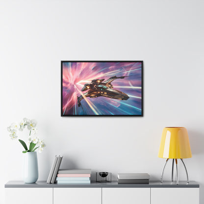 "Starship Through the Cosmic Rift" - Gallery Canvas Wraps, Horizontal Frame