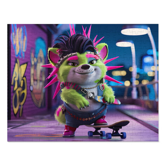 Neon Punk Skater in the City - Jigsaw Puzzle (30, 110, 252, 500,1000-Piece)