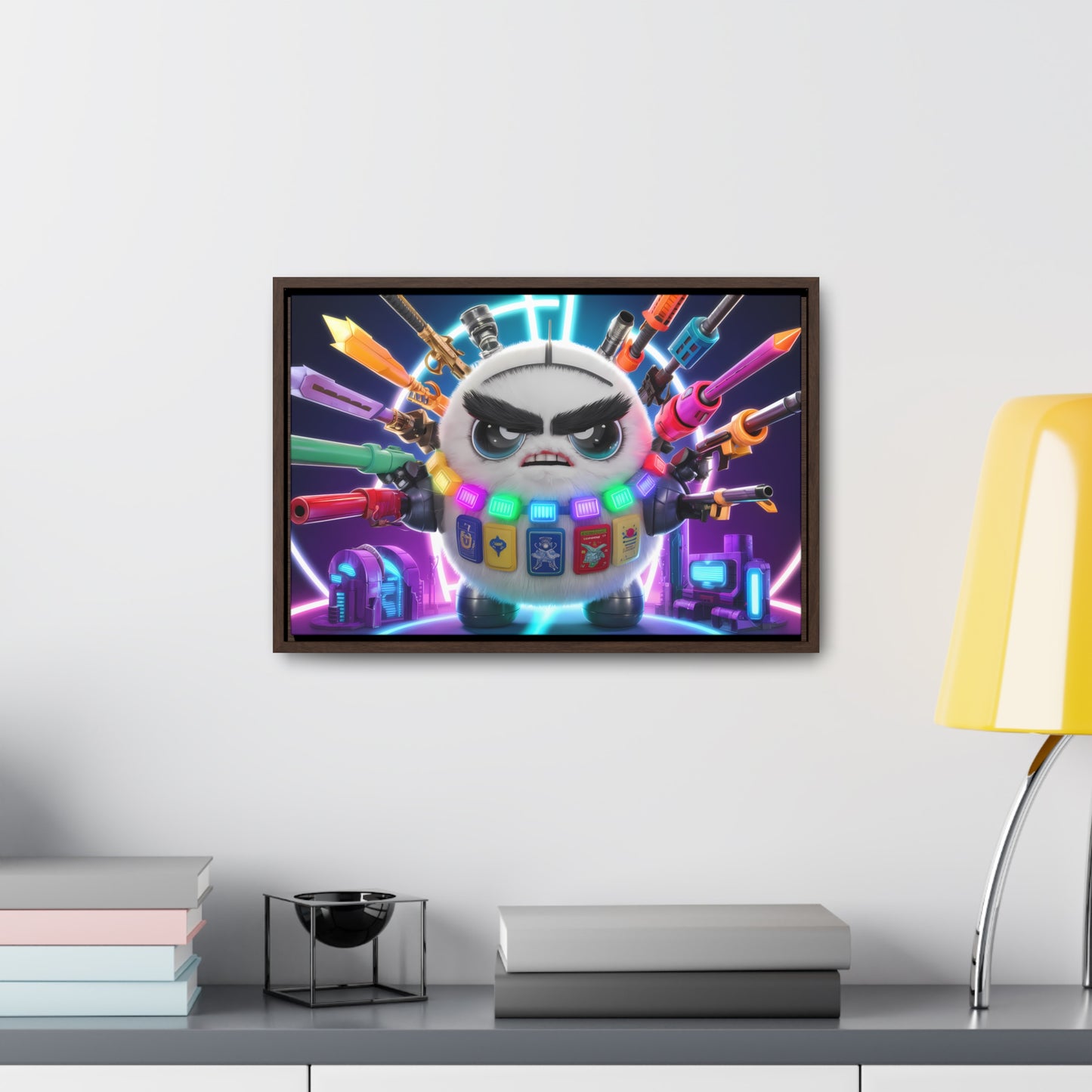 Battle-Ready Fluffbot: The Ultimate Arsenal - Gallery Canvas Wraps, Horizontal Frame