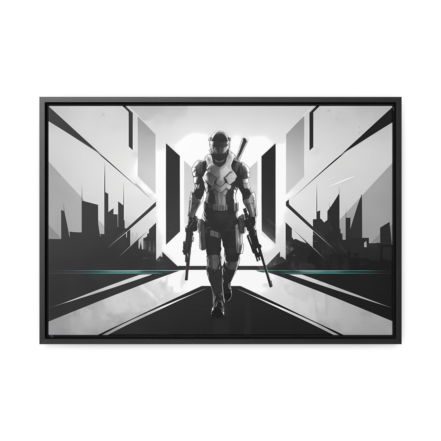 Sentinel of the Neon Metropolis - Gallery Canvas Wraps, Horizontal Frame