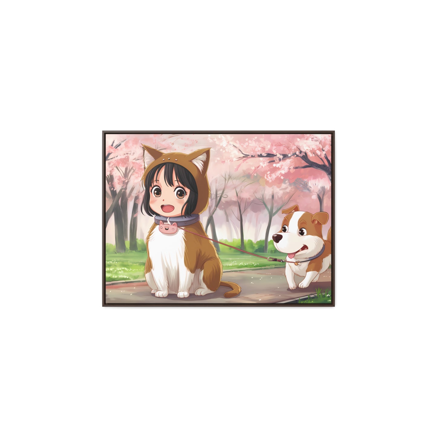 Blossom Walk with My Furry Friends - Gallery Canvas Wraps, Horizontal Frame