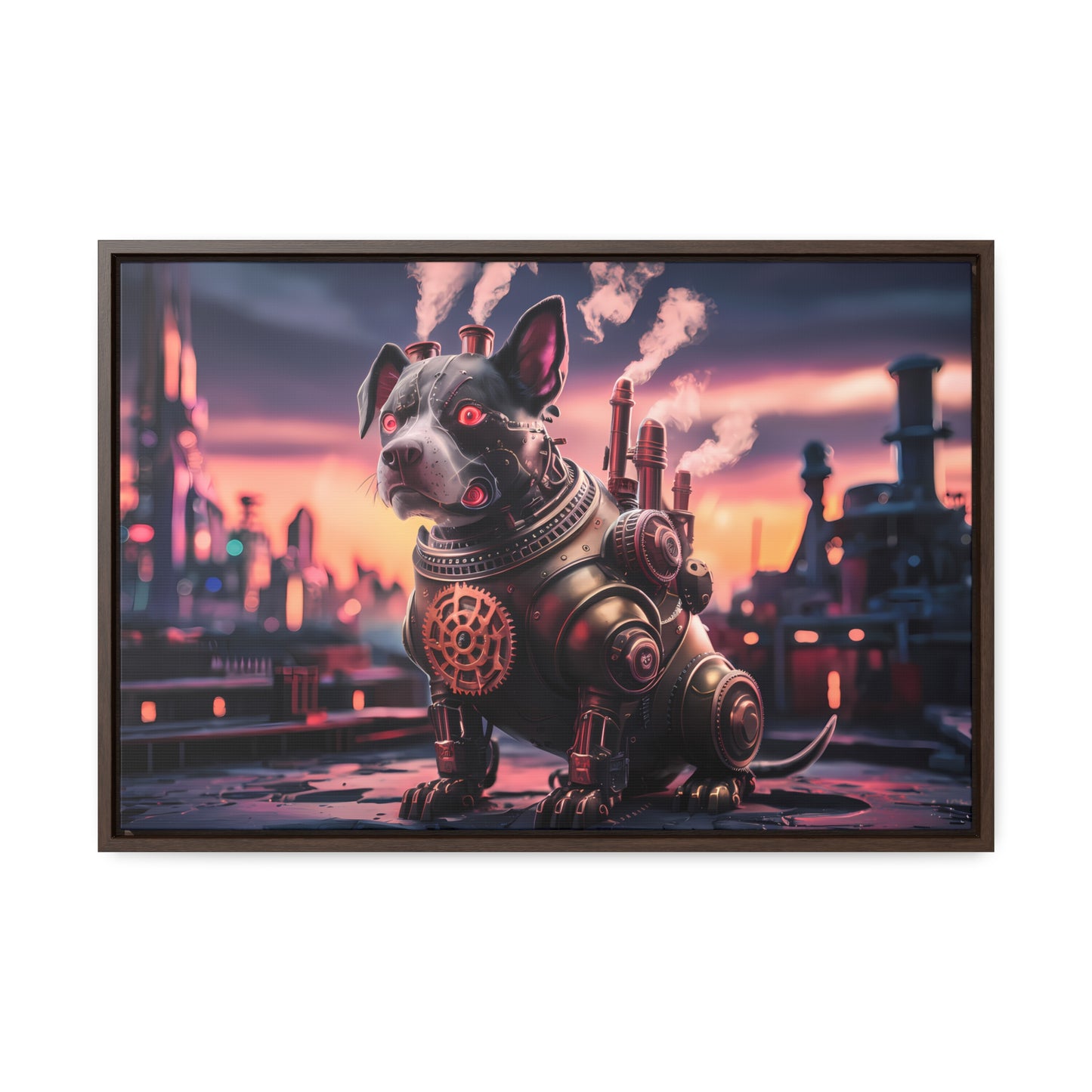 Cyber Canine: Steampunk Sentinel - Gallery Canvas Wraps, Horizontal Frame