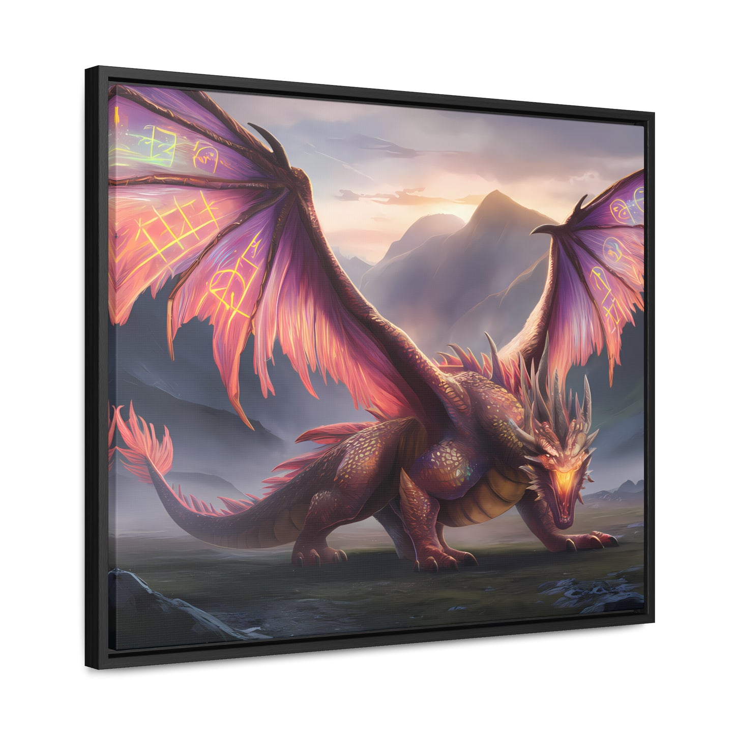 "The Arcane Guardian of the Crimson Peaks" - Gallery Canvas Wraps, Horizontal Frame