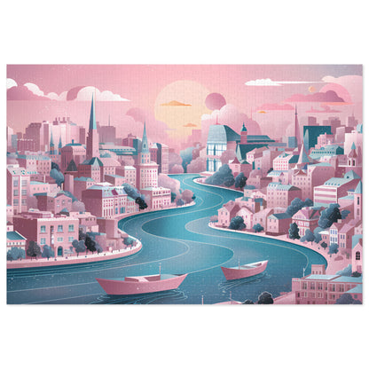 Dreamy Riverside Cityscape - Jigsaw Puzzle (30, 110, 252, 500,1000-Piece)