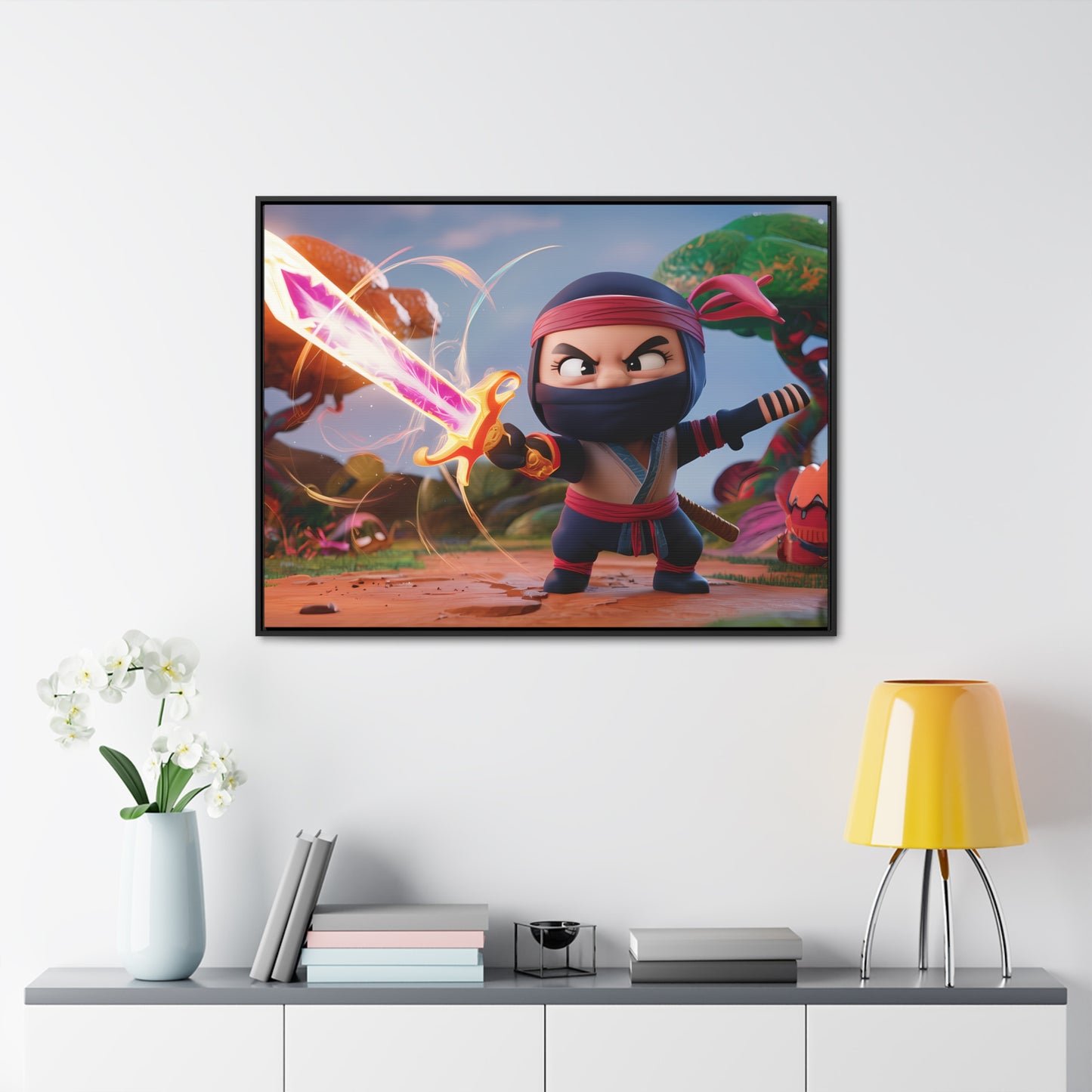 Ninja's Radiant Blade Adventure - Gallery Canvas Wraps, Horizontal Frame