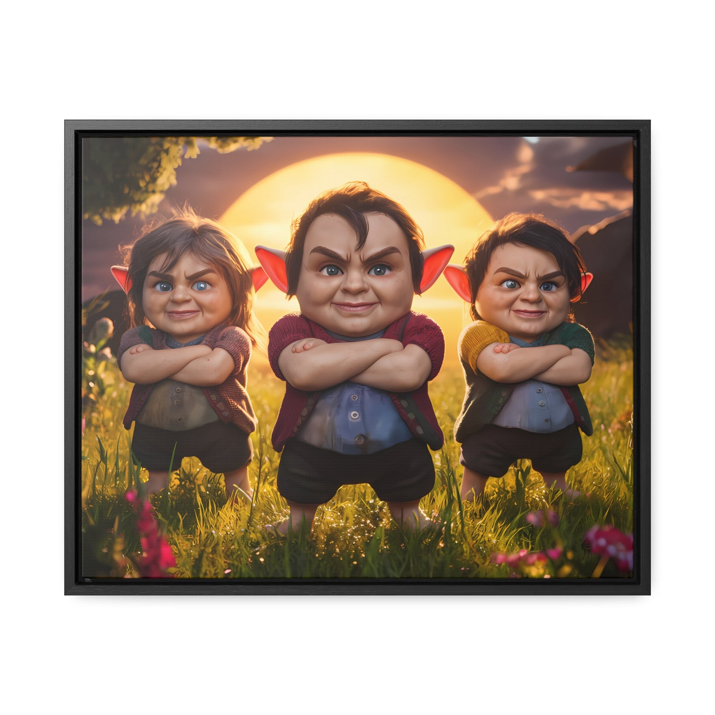 The Mischievous Trio at Sunset - Gallery Canvas Wraps, Horizontal Frame