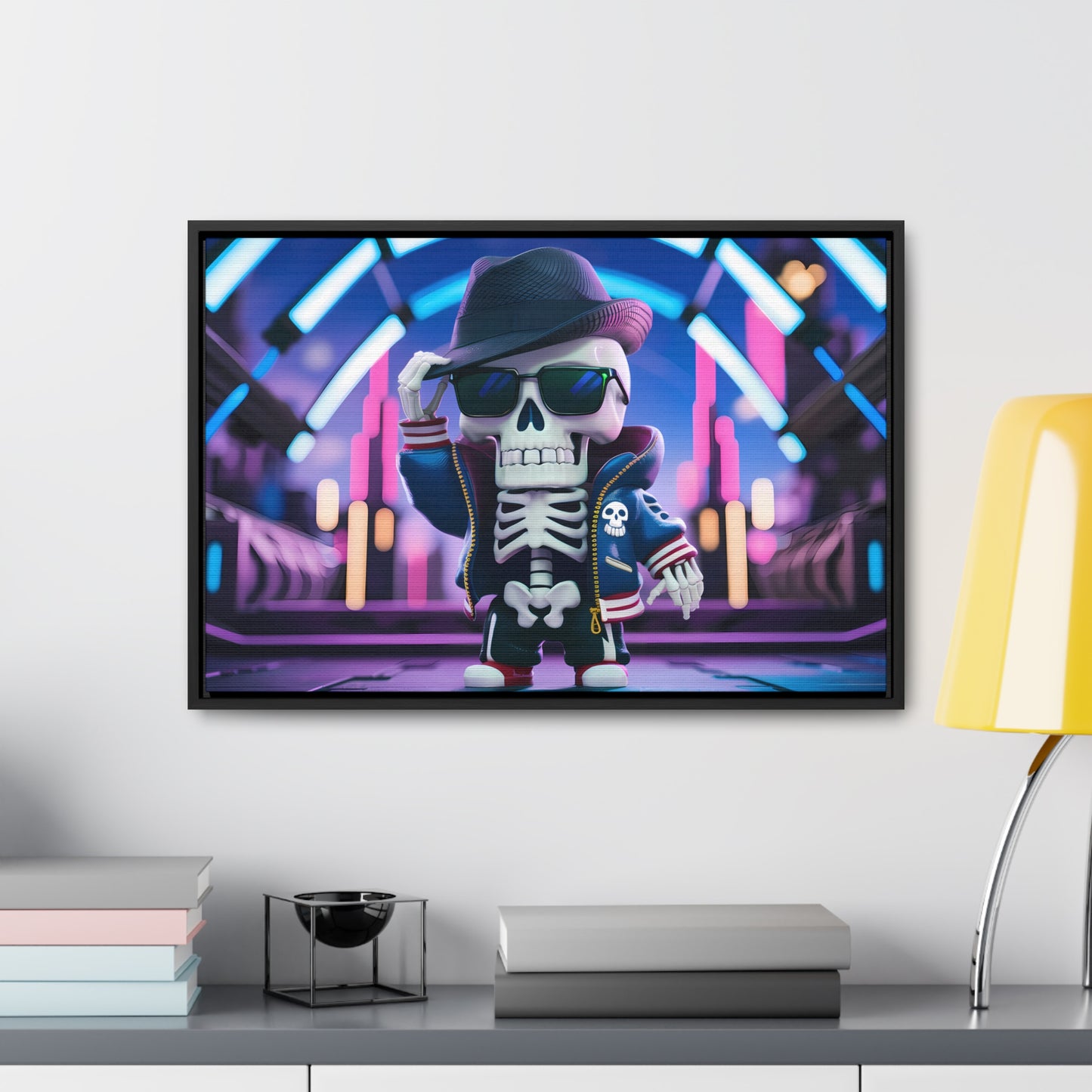 "Neon Skull Groove" - Gallery Canvas Wraps, Horizontal Frame