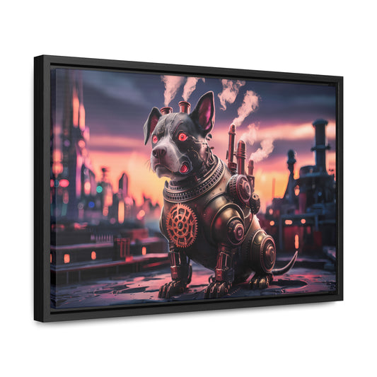 Cyber Canine: Steampunk Sentinel - Gallery Canvas Wraps, Horizontal Frame