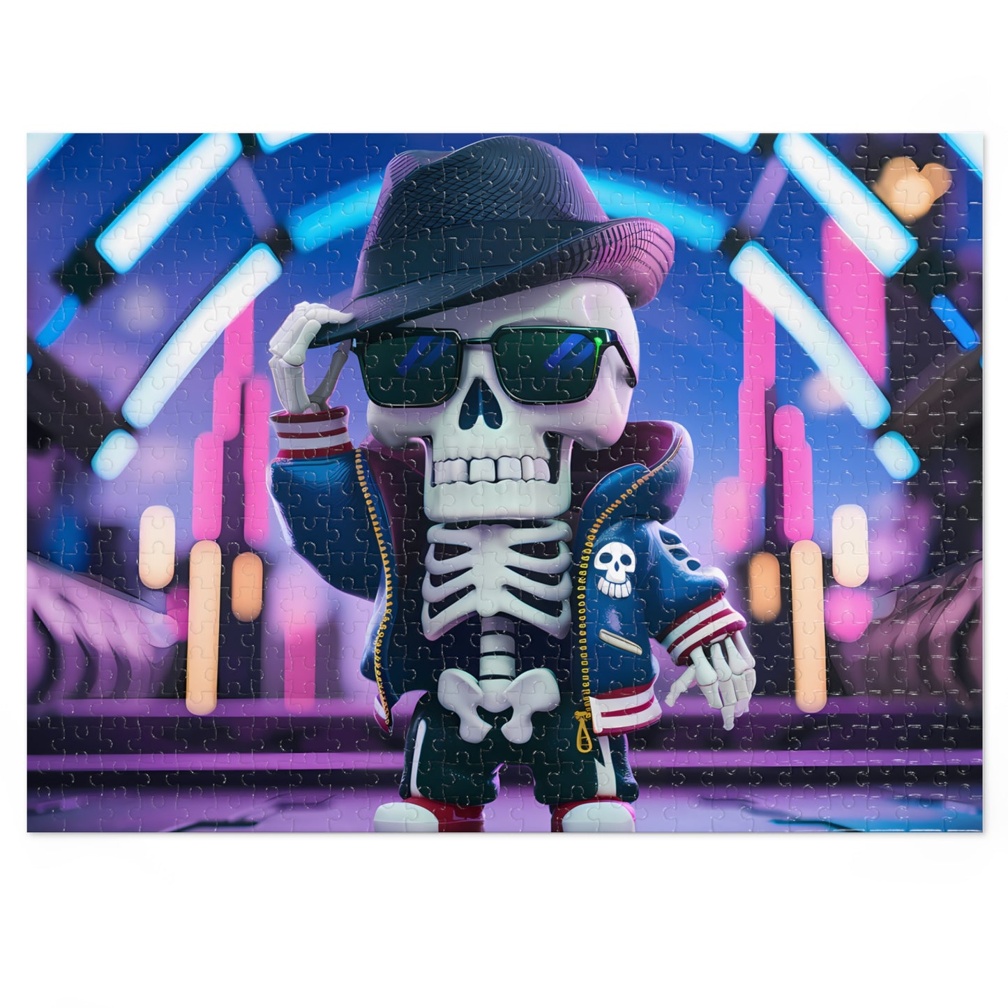 "Skull Swag in Neon City" - Jigsaw Puzzle (30, 110, 252, 500,1000-Piece)