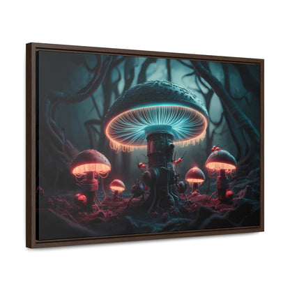 The Bioluminescent Mechanisms of the Neon Forest - Gallery Canvas Wraps, Horizontal Frame