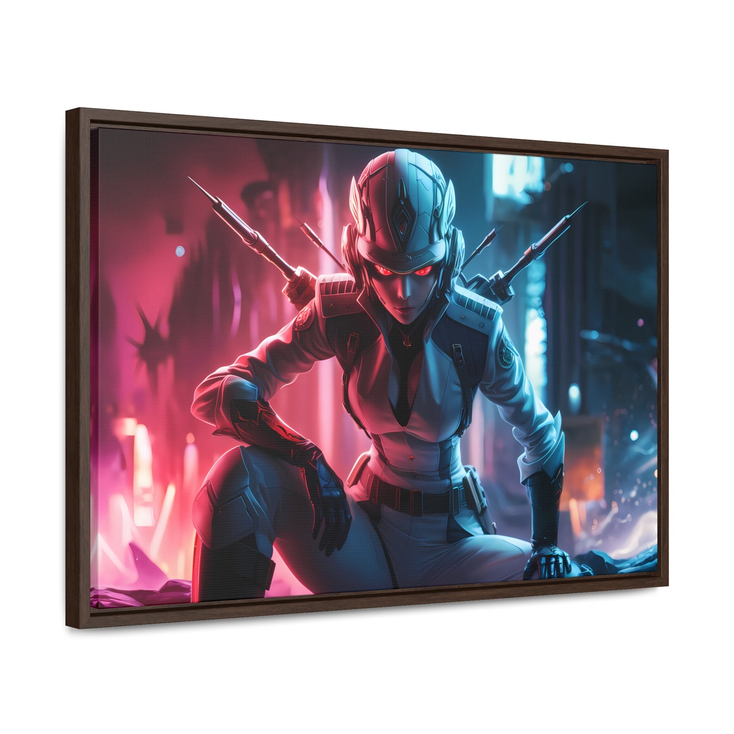 Cybernetic Valkyrie: Neon Enforcer - Gallery Canvas Wraps, Horizontal Frame