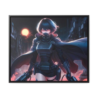 "Nightblade: The Cyberpunk Vigilante" - Gallery Canvas Wraps, Horizontal Frame