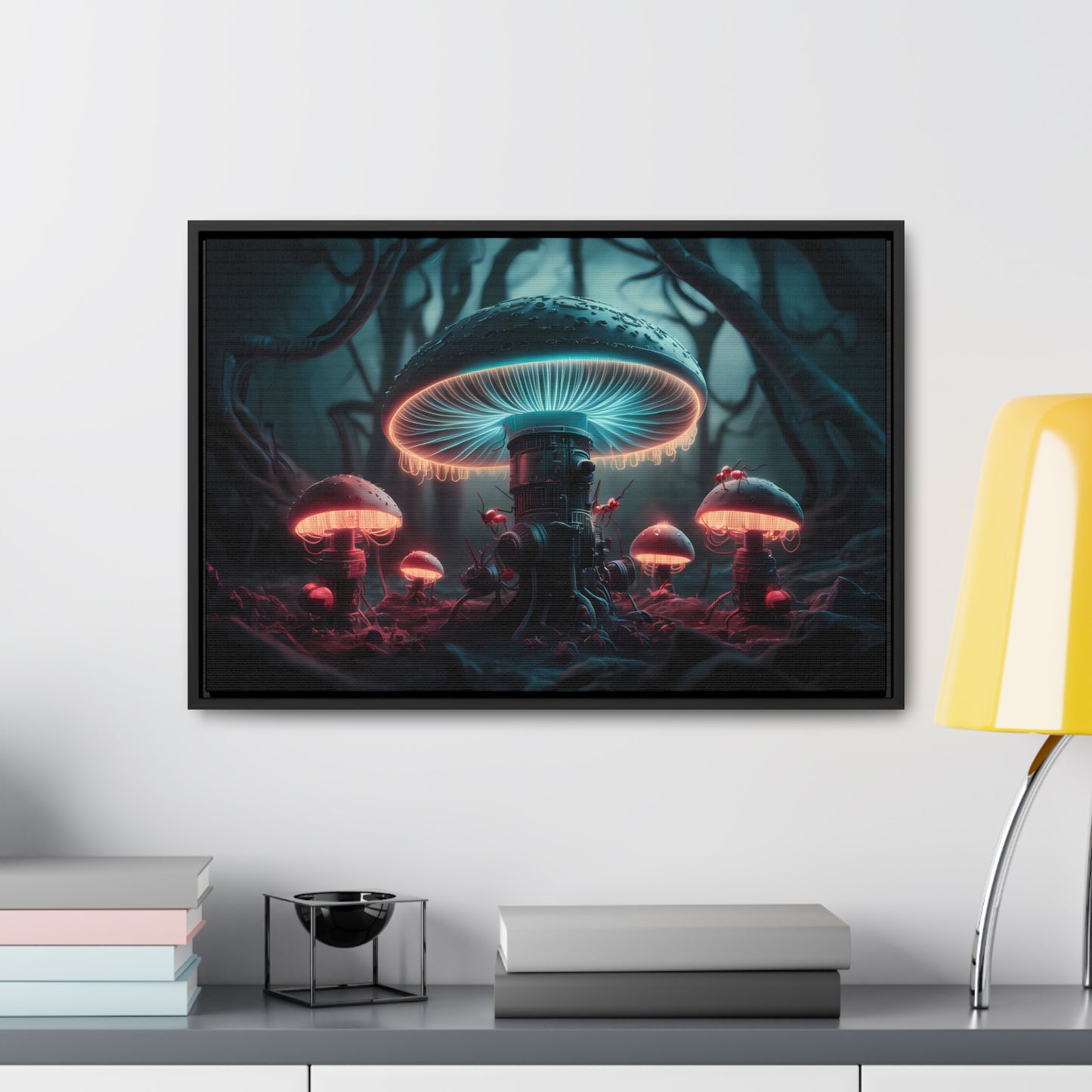 The Bioluminescent Mechanisms of the Neon Forest - Gallery Canvas Wraps, Horizontal Frame