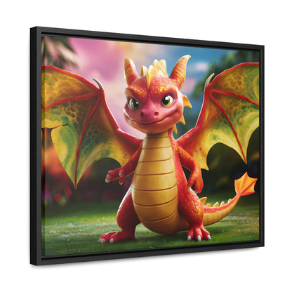 "Playful Baby Dragon in a Magical Forest" - Gallery Canvas Wraps, Horizontal Frame