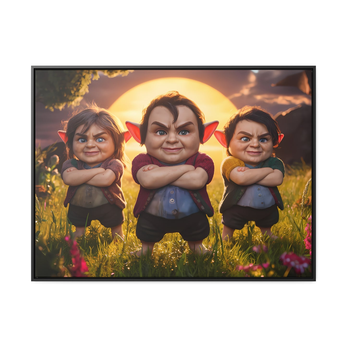 The Mischievous Trio at Sunset - Gallery Canvas Wraps, Horizontal Frame