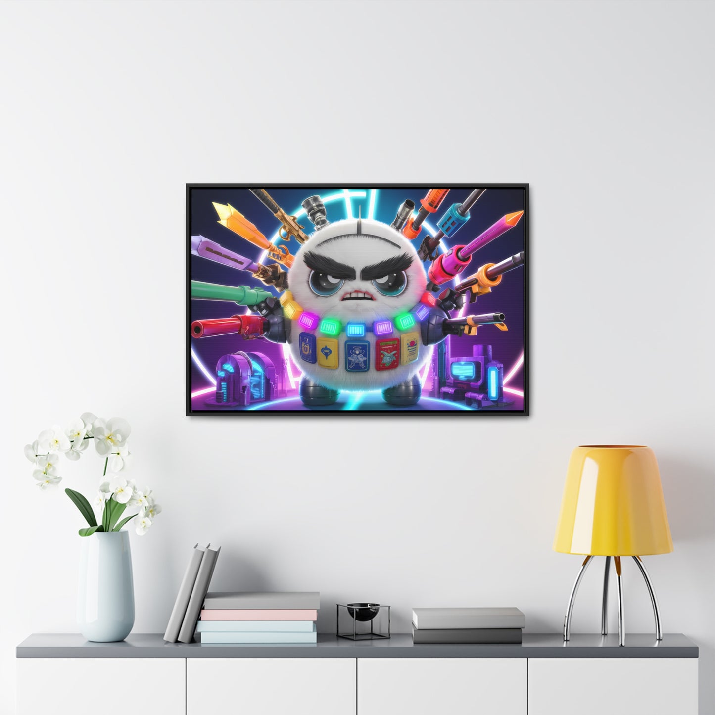 Battle-Ready Fluffbot: The Ultimate Arsenal - Gallery Canvas Wraps, Horizontal Frame