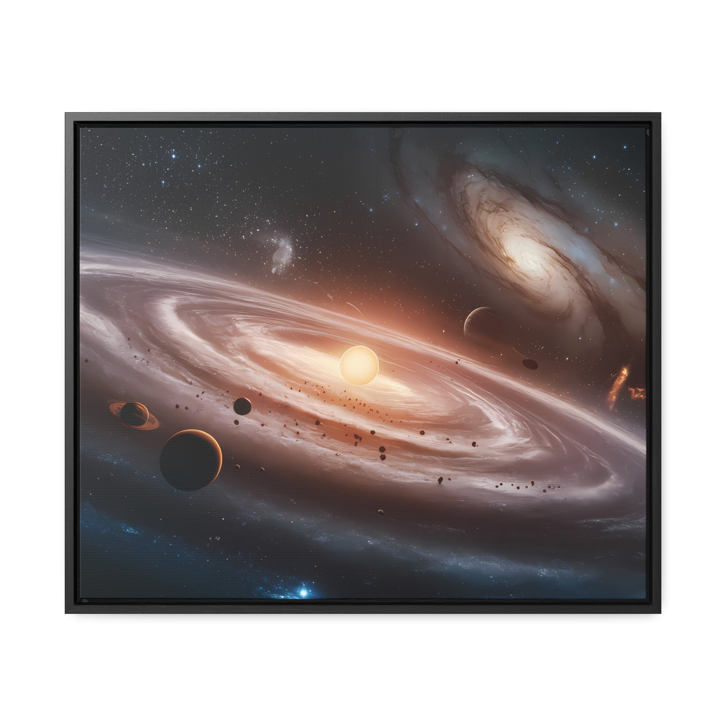 Celestial Symphony: The Dance of Galaxies and Planets - Gallery Canvas Wraps, Horizontal Frame