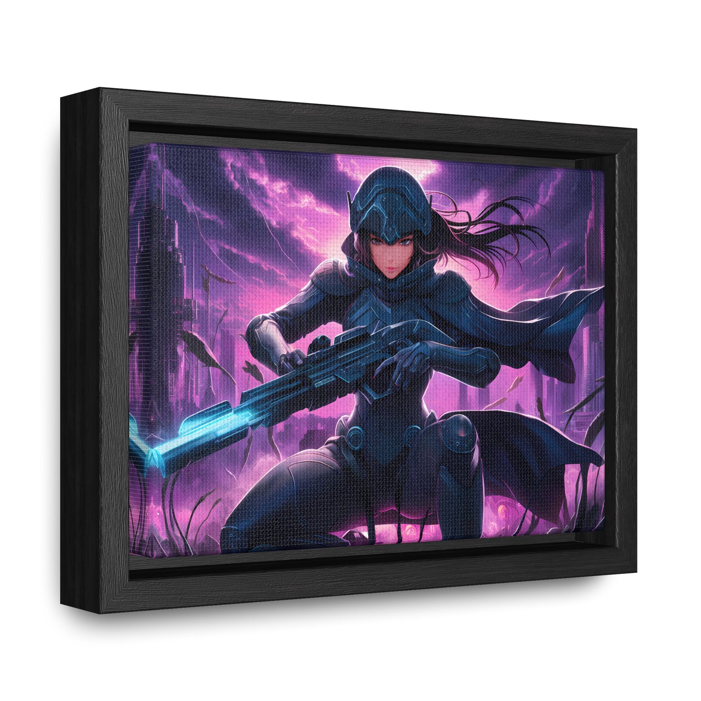 Shadow Sentinel: Neon Hunter - Gallery Canvas Wraps, Horizontal Frame