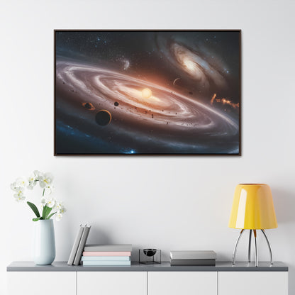 Celestial Symphony: The Dance of Galaxies and Planets - Gallery Canvas Wraps, Horizontal Frame