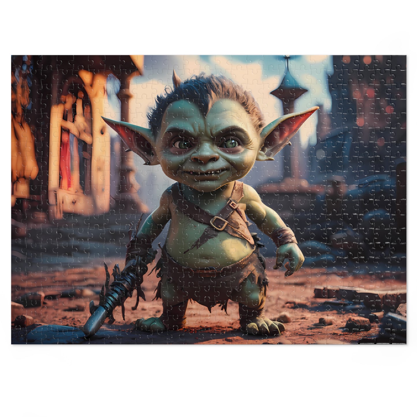 Goblin Warrior in an Enchanted Village - Jigsaw Puzzle (30, 110, 252, 500,1000-Piece)