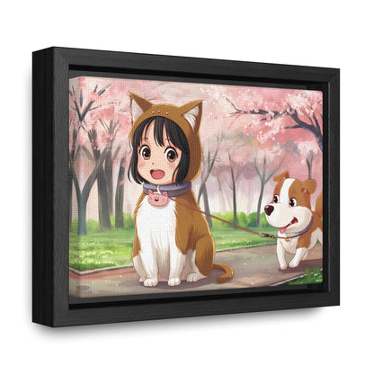 Blossom Walk with My Furry Friends - Gallery Canvas Wraps, Horizontal Frame