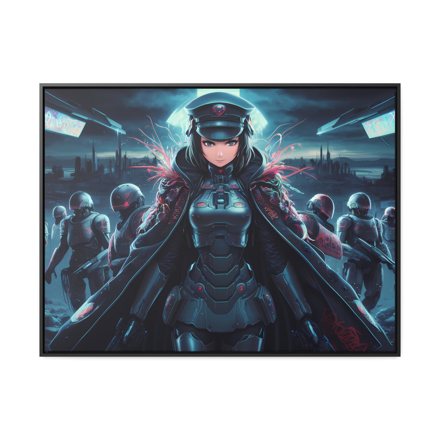 Cybernetic Enforcer: Rise of the Neon Syndicate - Gallery Canvas Wraps, Horizontal Frame