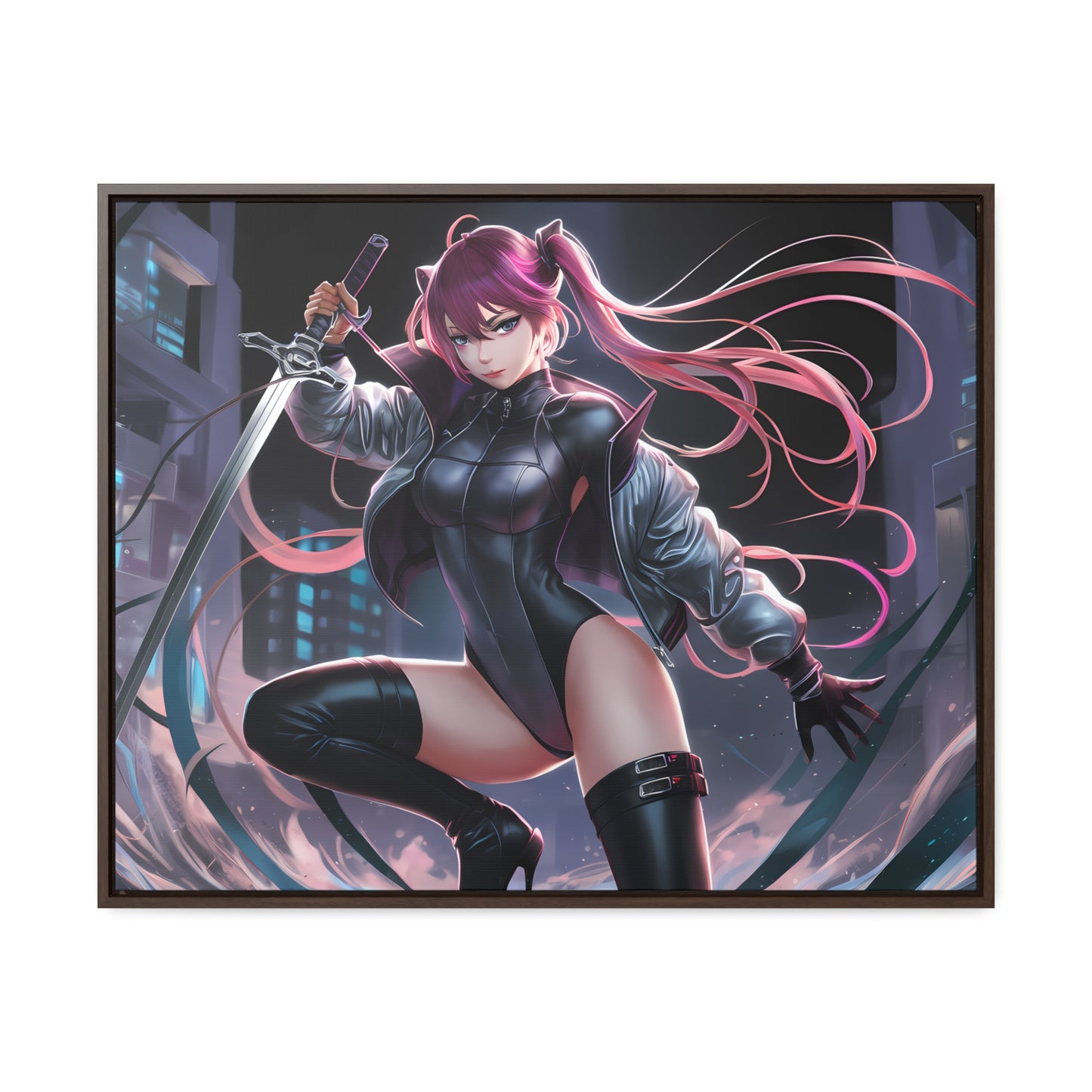 Blade of the Neon Night - Gallery Canvas Wraps, Horizontal Frame