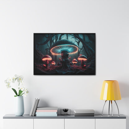 The Bioluminescent Mechanisms of the Neon Forest - Gallery Canvas Wraps, Horizontal Frame