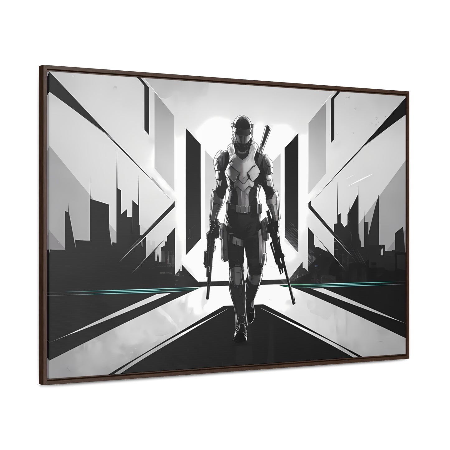 Sentinel of the Neon Metropolis - Gallery Canvas Wraps, Horizontal Frame