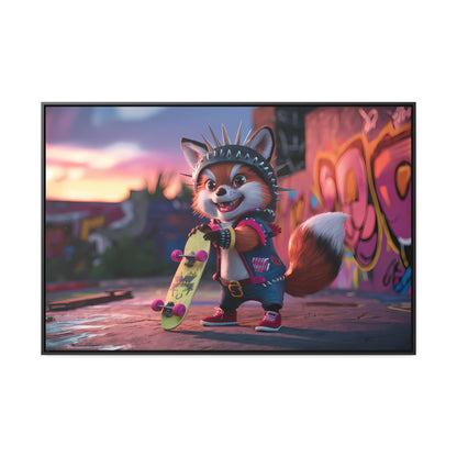 "Punk Skater Fox at Sunset" - Gallery Canvas Wraps, Horizontal Frame