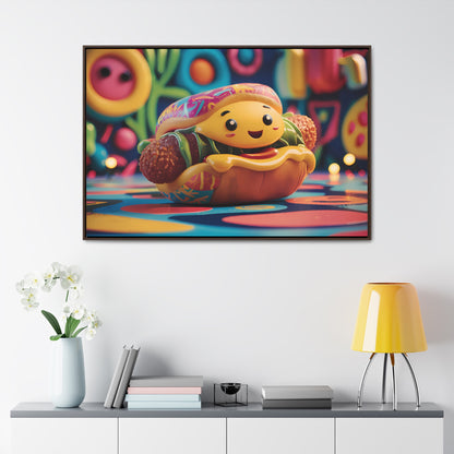 Cheerful Burger Adventure - Gallery Canvas Wraps, Horizontal Frame