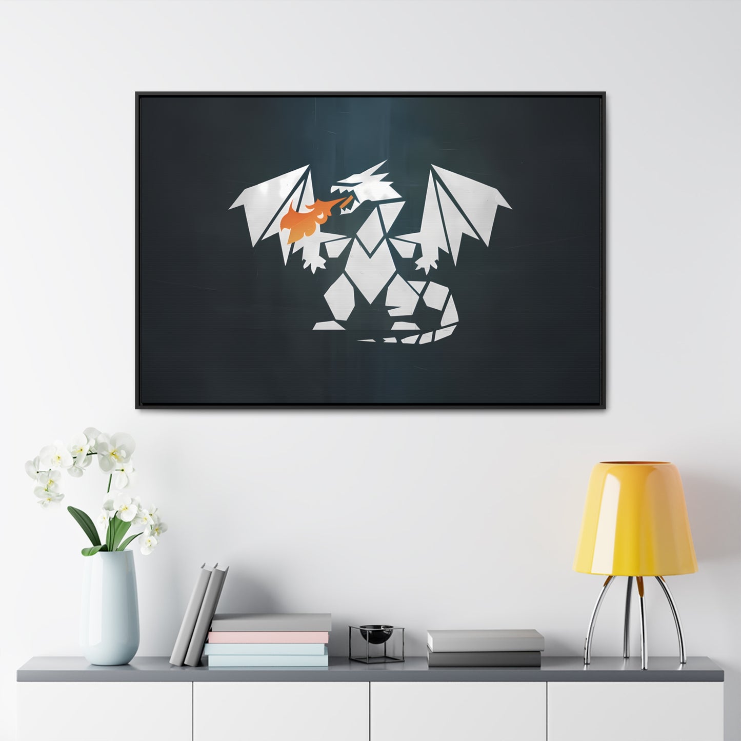 Origami Dragon Flame - Gallery Canvas Wraps, Horizontal Frame