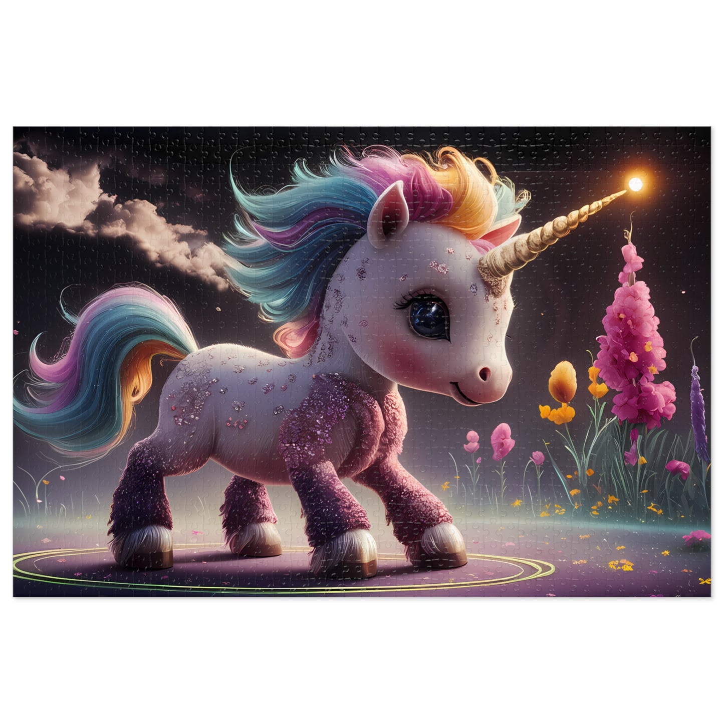 Enchanted Rainbow Unicorn in a Magical Garden - Jigsaw Puzzle (30, 110, 252, 500,1000-Piece)