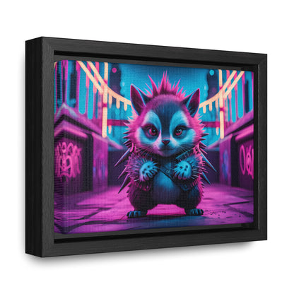 Punk Hedgehog in Neon City - Gallery Canvas Wraps, Horizontal Frame