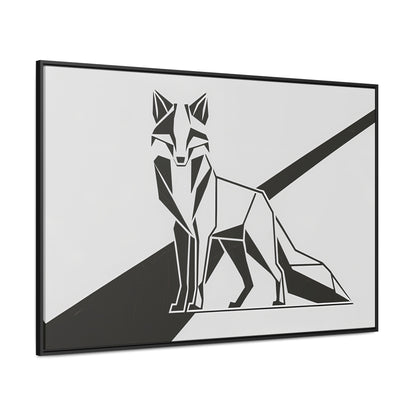 Geometric Fox in Black and White - Gallery Canvas Wraps, Horizontal Frame