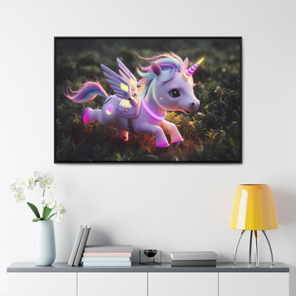 "Cybernetic Unicorn's Twilight Adventure" - Gallery Canvas Wraps, Horizontal Frame